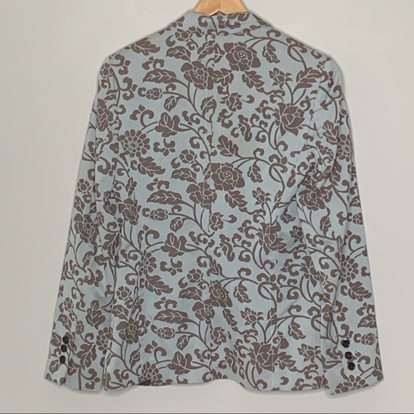 St. Emile Floral Print Cotton Blazer Jacket Blue Brown Size 8 - Picture 12 of 15